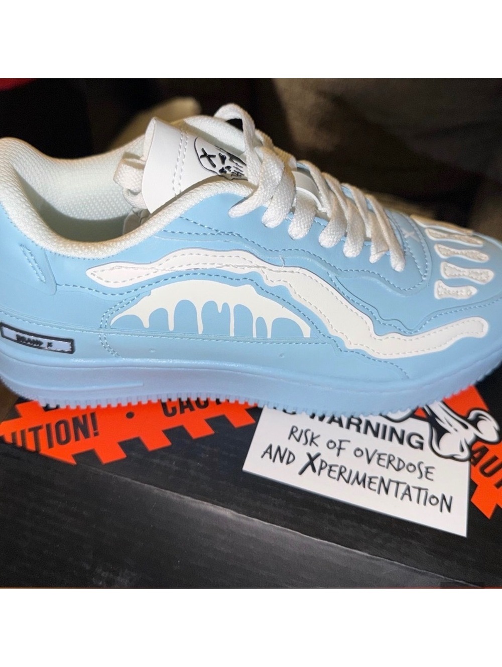 M/6-W/7.5  BRAND-X POWDER BLUE JOKER “TOMBSTONE) SNEAKERS $120